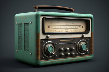 Old retro radio Realistic illustration of an old radio receiver of the last century generated by AI