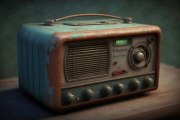 Old retro radio Realistic illustration of an old radio receiver of the last century generated by AI