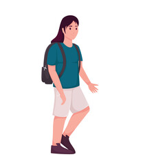 character woman with backpack illustration