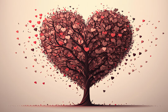 Love Valentines Day Vector Hd Images, Heart Tree On The Day Of Love The Tree  Of Love That Is Growing On Valentine S Day, February, Design, Love PNG  Image For Fr…
