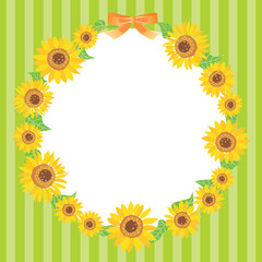 Obraz premium 夏の向日葵のフレームイラスト