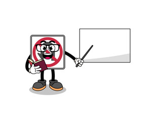 Mascot cartoon of no U turn road sign teacher