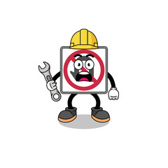 Character Illustration of no U turn road sign with 404 error