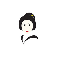 Geisha face icon illustration