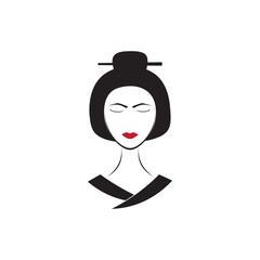 Geisha face icon illustration