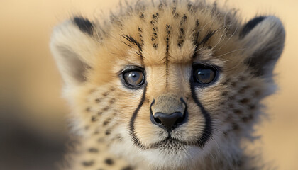Vulnerable animal - Cheetah cub face