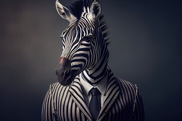 Zebra In A Suit Dressed Well Generative AI