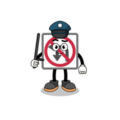 Cartoon Illustration of no left or U turn road sign police