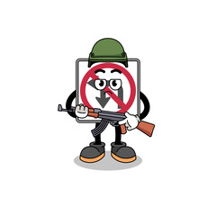 Cartoon of no left or U turn road sign soldier