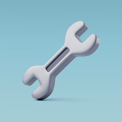 3d Vector Wrench of Metallic Mechanic Tool, Construction and Maintenance Icon for Web Design.