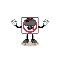 Illustration of no left or U turn road sign with a vr headset