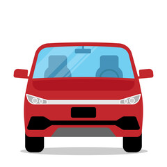 Car Front View. Vector Illustration Isolated on White Background.