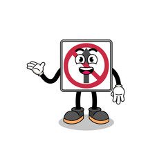 no thru movement road sign cartoon with welcome pose