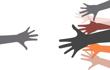illustration many hand help one hand mean cooperation and solidarity, showing that when we work together and help each other, we can overcome challenges and achieve greater goals, symbol charity, help
