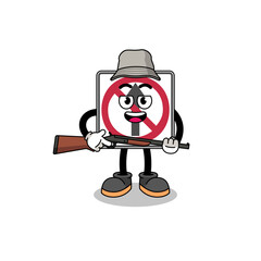 Cartoon Illustration of no thru movement road sign hunter