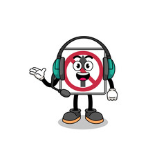 Mascot Illustration of no thru movement road sign as a customer services