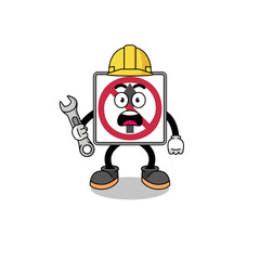 Character Illustration of no thru movement road sign with 404 error