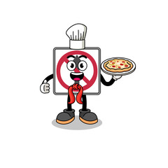 Illustration of no thru movement road sign as an italian chef