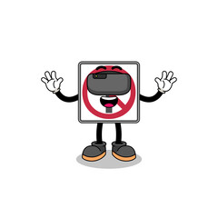 Illustration of no thru movement road sign with a vr headset