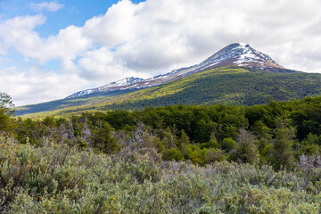 Fototapeta premium Patagonia mountain scene at Tierra del Fuego National Park near Ushuaia Argentina
