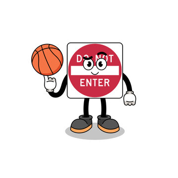 do not enter road sign illustration as a basketball player