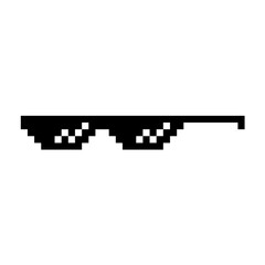 Fototapeta premium Funny Pixelated Sunglasses. Simple Linear Logo Illustration of 8-bit Black Pixel Boss Glasses. Stylish Glasses, Great Design for Any Purpose on White Backdrop