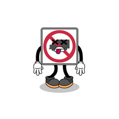 no trucks road sign mascot illustration is dead