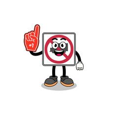 Cartoon mascot of no trucks road sign number 1 fans