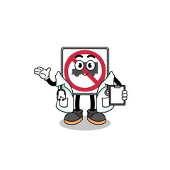 Cartoon mascot of no trucks road sign doctor