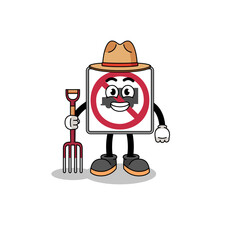 Cartoon mascot of no trucks road sign farmer