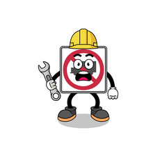 Character Illustration of no trucks road sign with 404 error