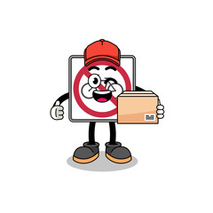 no bicycles road sign mascot cartoon as an courier