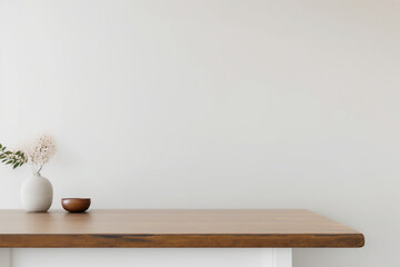 Minimalistic Elegance: A Close-Up Look at a Wooden Table Display With Generative AI