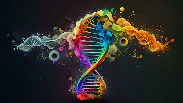 Colorful Creative DNA Illustration. Abstract. AI Generated
