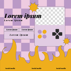 y2k social media template, y2k social media post, retro template