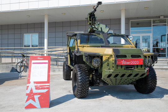 MOSCOW REGION, RUSSIA - AUGUST 18, 2022: Light special vehicle "Sarmat-2" (LSTS-1943) on the international military-technical forum "Army-2022". Patriot Park