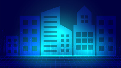 Abstract futuristic blue Background. Technology glowing digital wave and Internet connection,