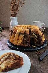 chocolate cake on a table