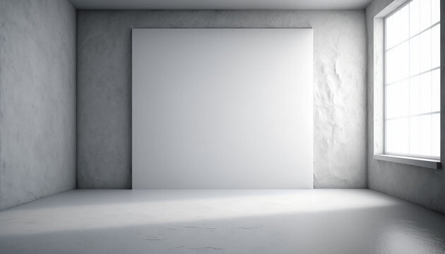 White photographic studio space with background and window