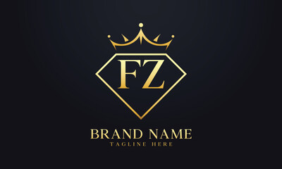 Diamond crown vector. Luxury queen logo for jewelry vector with letters	