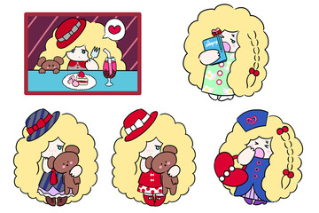 little girl hand drawing illustration transparent material fashionable girl