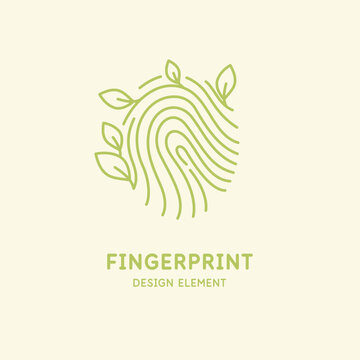 Biometric identification symbol. The flat-style illustration shows a fingerprint in the form of a tree.