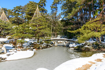 仙台　雪の輪王寺庭園
