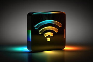 Colorful Wireless and wifi icon. Wi-fi signal symbol. Internet Connection.  generative ai - obrazy, fototapety, plakaty
