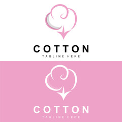 Cotton Logo, Soft Cotton Flower Design Vector Natural Organic Plants Apparel Materials And Beauty Textiles