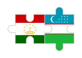 puzzle pieces of tajikistan and uzbekistan flags. vector illustration isolated on white background