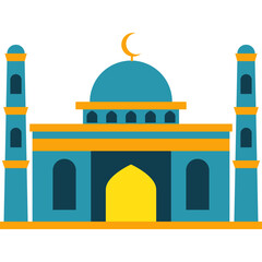 Illustration vector graphic design Modern Flat Elegant Islamic Mosque Building, Suitable for Diagrams, Map, Infographics, Illustration, And Other Graphic Related Assets
