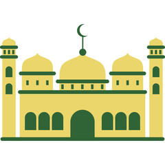 Illustration vector graphic design Modern Flat Elegant Islamic Mosque Building, Suitable for Diagrams, Map, Infographics, Illustration, And Other Graphic Related Assets