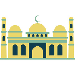 Illustration vector graphic design Modern Flat Elegant Islamic Mosque Building, Suitable for Diagrams, Map, Infographics, Illustration, And Other Graphic Related Assets