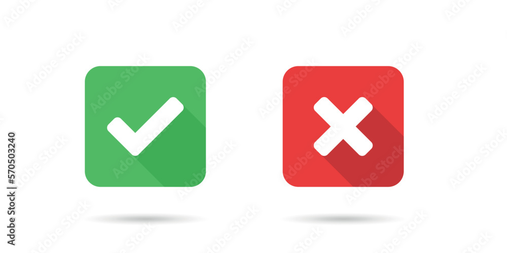 Aufkleber cross and check mark icon in flat style. checkmark right vector illustration on isolated background.